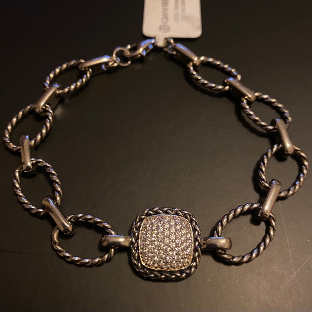 .925 Sterling Silver CZ Link Bracelet